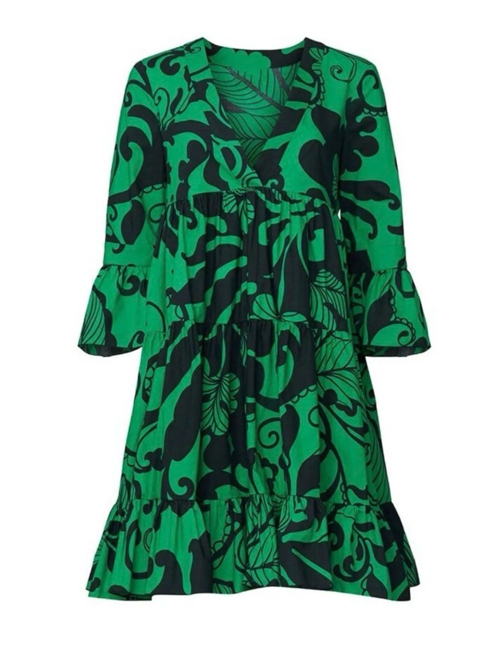 LA DOUBLEJ Jennifer Jane Dress Green Ruffle Size Medium GUC